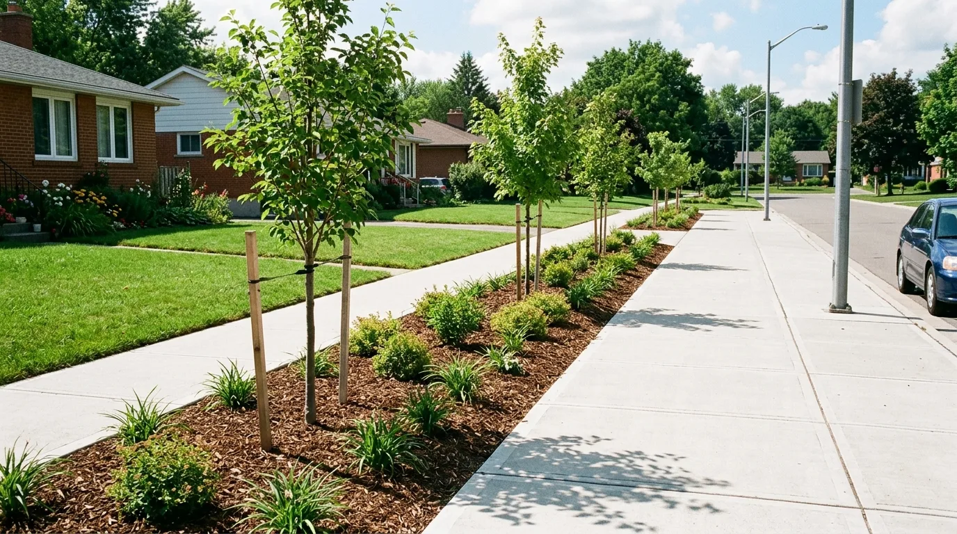 Sidewalk With Repeated Plant Rhythm